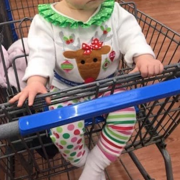 Mudpie two piece Reindeer appliqué Christmas shirt polka dot pants size 9-12 - Picture 1 of 12